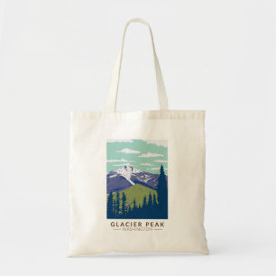 Tote Bag Glacier Peak Washington Travel Art Vintage
