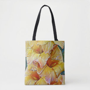 Tote Bag Gladiolus jaune or Fleurs Art Fourre-tout