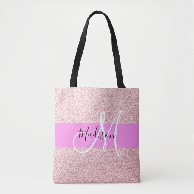 Tote Bag Glam Blush Rose Rose Parties scintillant or étince (Devant)