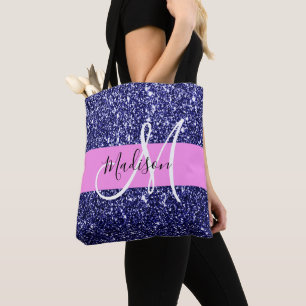 Tote Bag Glam Navy Parties scintillant rose bleue Éclats No