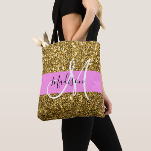 Tote Bag Glam Pink and Gold Parties scintillant Sparkings N