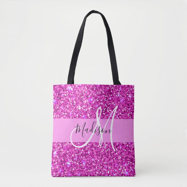 Tote Bag Glam Pink & Magenta Parties scintillant Étincelle  (Devant)