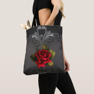 Tote Bag Glamor gothique Rouge Rose Noir Glam ornemental