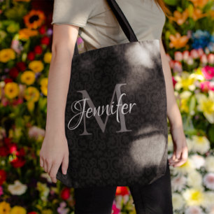 Tote Bag Glamour noir gris et blanc monogramme