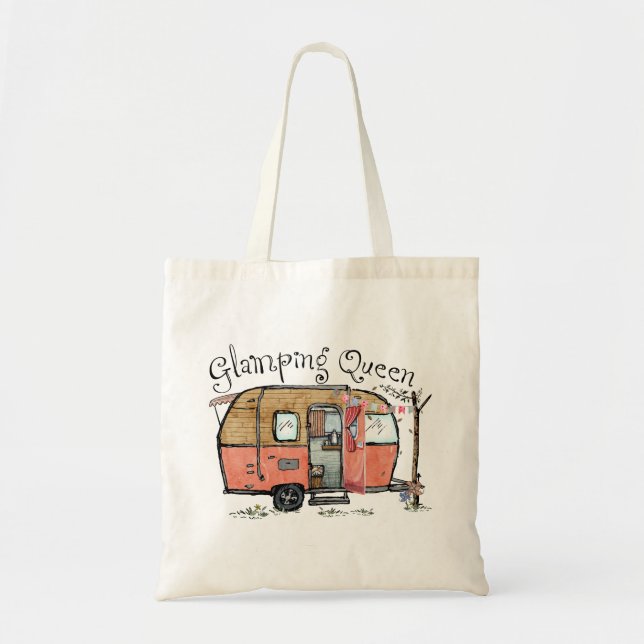 Tote Bag Glamping Queen Funny Camper Vintage (Devant)