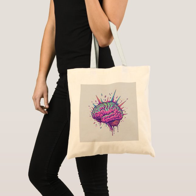 Tote Bag Glow With Your Mind Neon Brain Statement (Devant (produit))