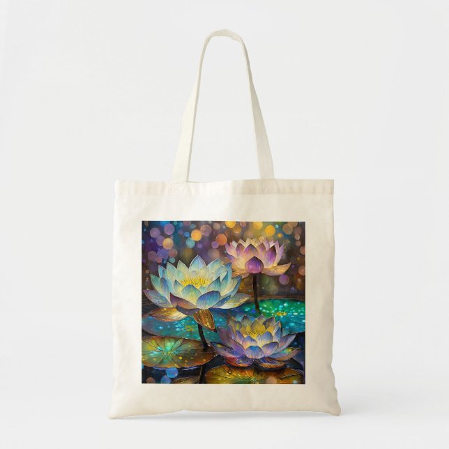 Tote Bag Glowing Lotus Flowers Trio (Devant)