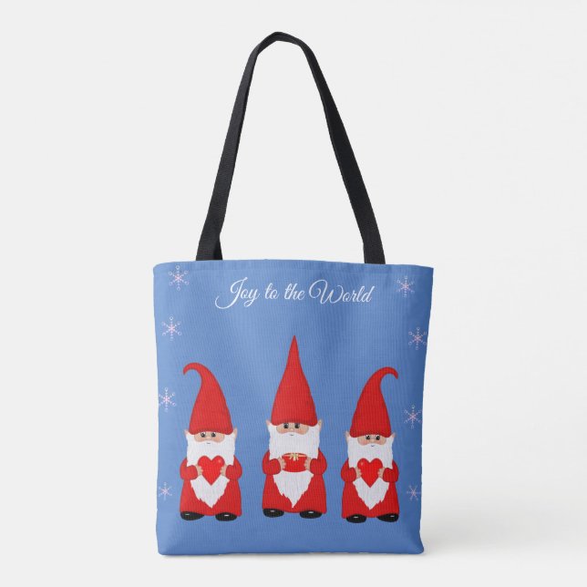 Tote Bag Gnomes de Noël mignons en bleu (Dos)