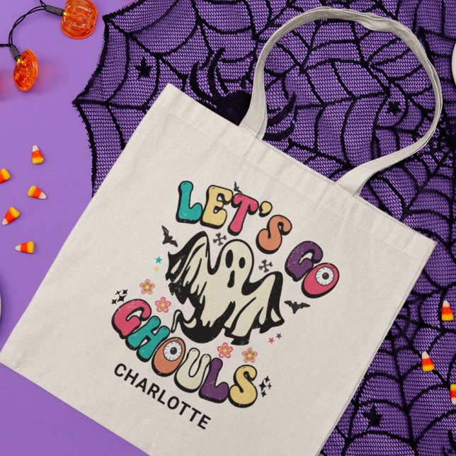 Tote Bag Go Ghouls Halloween Nom du fantôme rétro (Créateur téléchargé)