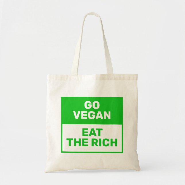 Tote Bag "Go Vegan - Eat The Rich" Green Climate Activism (Devant)