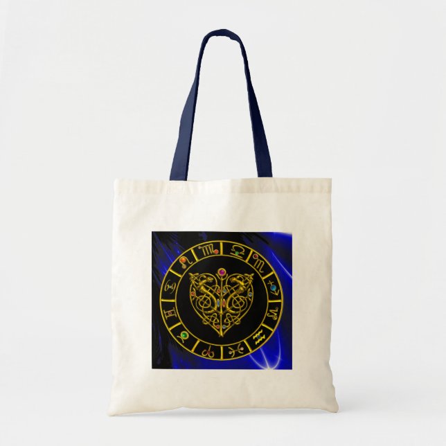 Tote Bag GOLD ASTRAL HEART, Signes Zodiaques, Astrologie Gr (Devant)