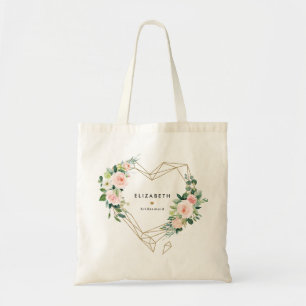 Tote Bag Gold Géométrique Blush Floral Custom Briding Party
