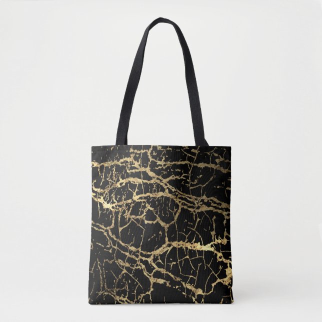 Tote Bag Gold Marbling Texture : Elément Design Luxe (Devant)