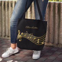 Gold Music Notes Custom Singer Modern Black