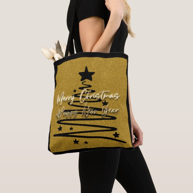 Tote Bag Golden Black Tote (De près)