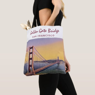 Tote Bag Golden Gate Bridge San Francisco Peinture Vintage