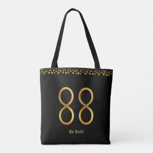 Tote Bag Golden Number 88 & Golden Confetti sur Noir
