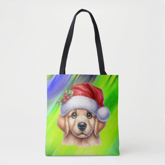Tote Bag Golden Retriever Chien avec le Père Noël Style-825 (Devant)