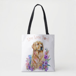 Tote Bag Golden Retriever Chien Maman Floral
