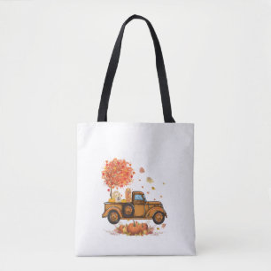 Tote Bag Golden Retriever Citrouille Camion Automne Leaf au