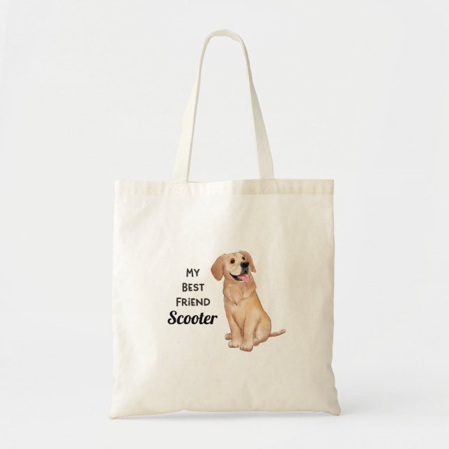 Tote Bag Golden Retriever Mon meilleur ami Nom personnalisé (Devant)