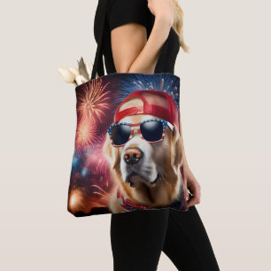 Tote Bag Golden Retriever patriotique