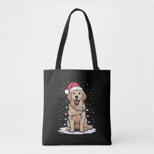 Tote Bag Golden Retriever Père Noël Lumières de Sapin de No