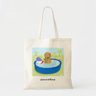 Tote Bag Golden Retriever Sumtime   Cute Dog Art