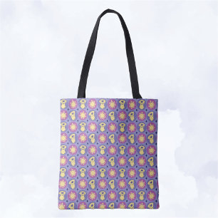 Tote Bag Golden Retriever Whimsical Sun Polka Dot Purple