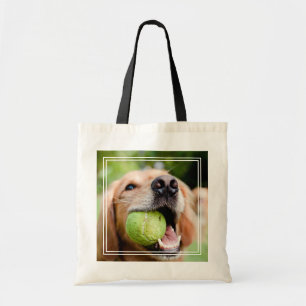 Tote Bag Golden Retriever With Tennis