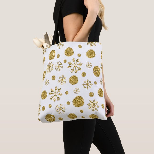 Tote Bag Golden Snow Flakes 1 (De près)