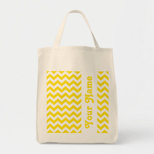 Tote Bag Golden Yellow Safari Chevron avec nom personnalisa