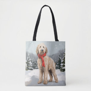 Tote Bag Goldendoodle Chien dans Noël de neige