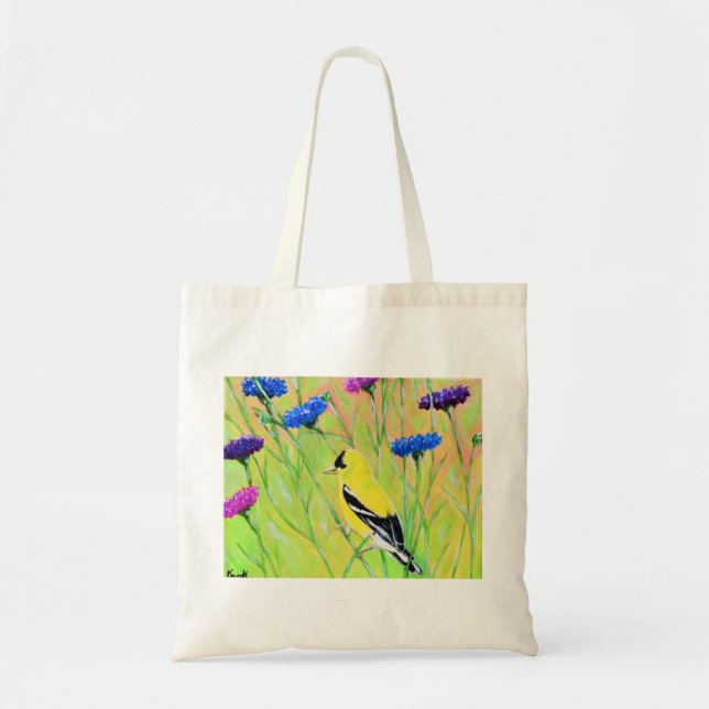 Tote Bag Goldfinch en peinture Fleur sauvage (Devant)