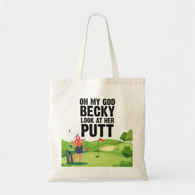 Tote Bag Golf oh mon dieu becky regarde son putt (Devant)