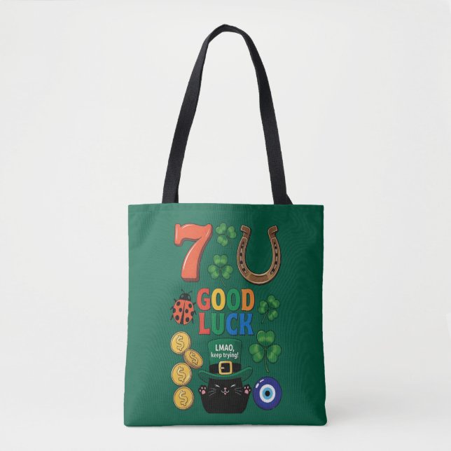 Tote Bag Good Luck Symbols And Funny Cat (Devant)