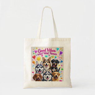 Tote Bag Good Vibes et nez mouillé Jouer des doodles