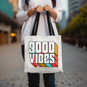 Tote Bag Good Vibes Retro Tendance Motivationnelle Inspirat