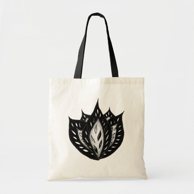 Tote Bag Goth fleur design tatouage abstrait (Devant)