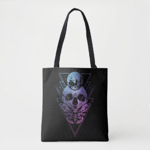 Tote Bag Goth Moon Crâne gothique Wicca Croissant Mois luna