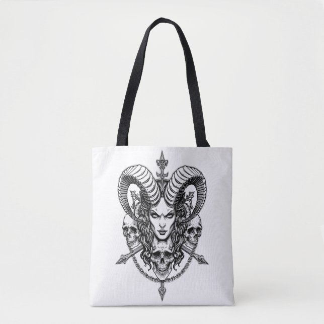 Tote Bag Gothic Demonic Queen Skull Art  (Devant)