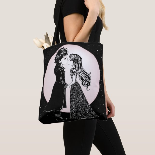 Tote Bag Gothique Emo Enfants Kiss Valentine's Day (De près)