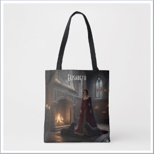 Tote Bag Gothique Médiévale Demoiselle Dans Château avec Ch