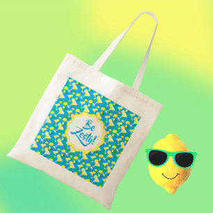 Tote Bag Gouttes de citron Zesty Caraïbes bleues 