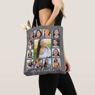 Tote Bag Graduation Gris K-12 Script moderne Collage photo