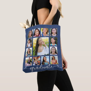 Tote Bag Graduation Marine K-12 Modern Script Photo Collage