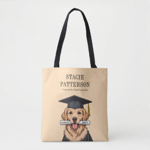 Tote Bag Graduation personnalisée mignon Golden Retriever C