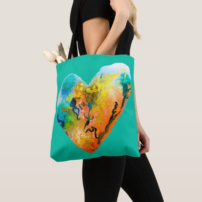 Tote Bag Graffiti coeur aquarelle rue art (De près)