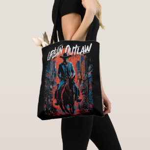 Tote Bag Graffiti de cowboy urbain Edgy Moderne Ouest