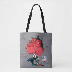 Tote Bag Graffiti Lune Girl and Devil Dinosaur Peinture